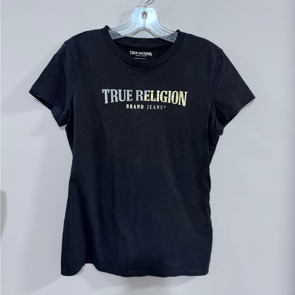 Women's True Religion Black Fitted Short Sleeve T-Shirt. Size M